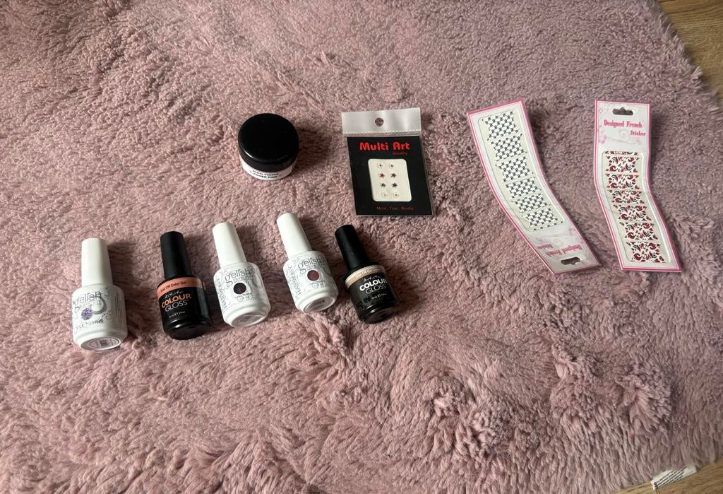 Gellak set met nail art accessoires, Paars, Nieuw, Ophalen of Verzenden, Handen en Nagels