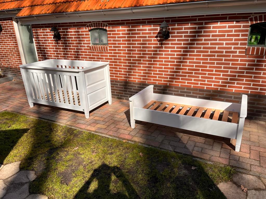 2x TWF Marbella doorgroeibed ledikant / peuterbed, Eén persoon