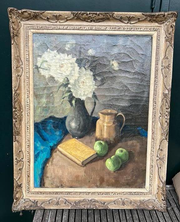 Stilleven met fruit, kan en bloemen- Jan Hopman, Antiek en Kunst, Ophalen