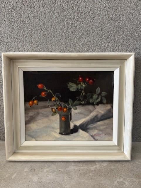 Stilleven Wim Heinecke – Vaasje met rozenbottels, Ophalen