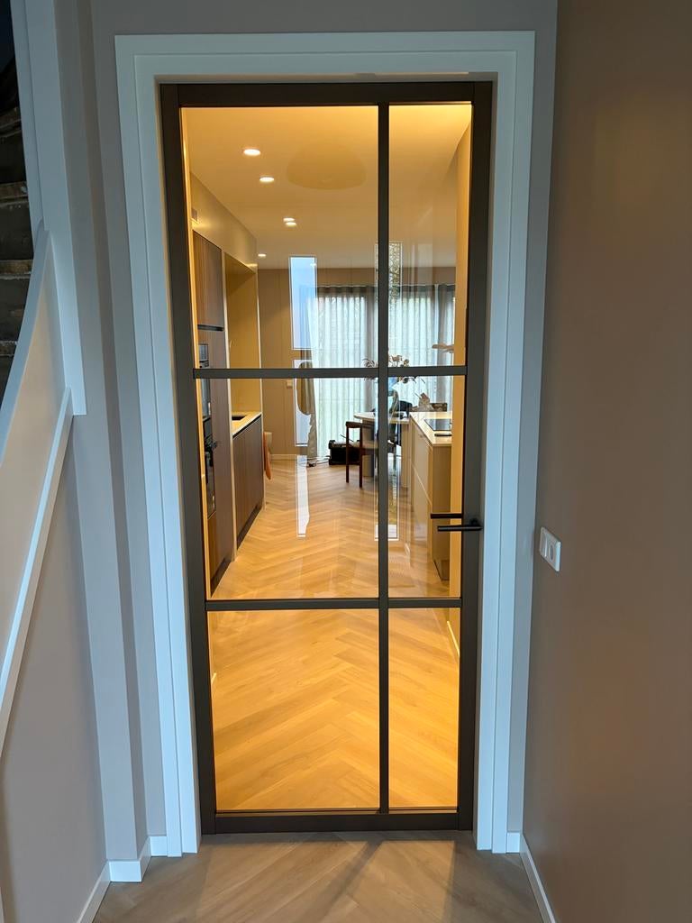 Bronzen Svedex binnendeur met glas, Doe-het-zelf en Verbouw, Deuren en Horren, Ophalen, Gebruikt, 80 tot 100 cm, Binnendeur