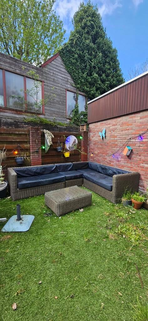 Gratis af te halen: Tuinset, hoekbank en tafel, Tuin en Terras, Ophalen, 5 zitplaatsen, Gebruikt, Bank