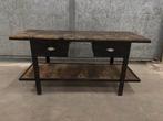 Vintage Werkbank met 2 Lades - Robuust en Industrieel, Ophalen, Gebruikt, 120 tot 170 cm