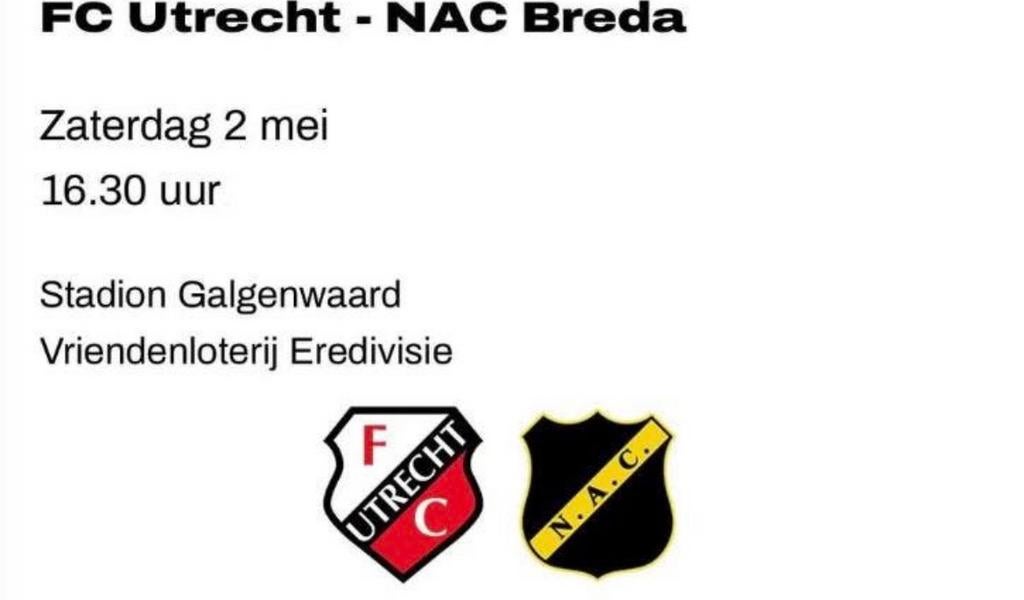 1 ticket Fc Utrecht - NAC Breda, Losse kaart, Eén persoon, Mei