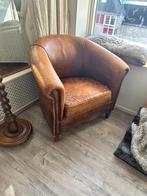 Vintage Chesterfield Fauteuil, Ophalen, Gebruikt, Leer, 75 tot 100 cm