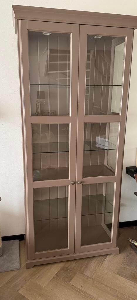Mooie vitrinekast met spotjes!, Ophalen, Met deur(en), 200 cm of meer, 50 tot 100 cm