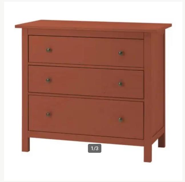 Houten Ikea Hemnes ladekast/commode 3 laden Falu rood, Gebruikt, 50 tot 70 cm, Ophalen of Verzenden, 100 cm of meer