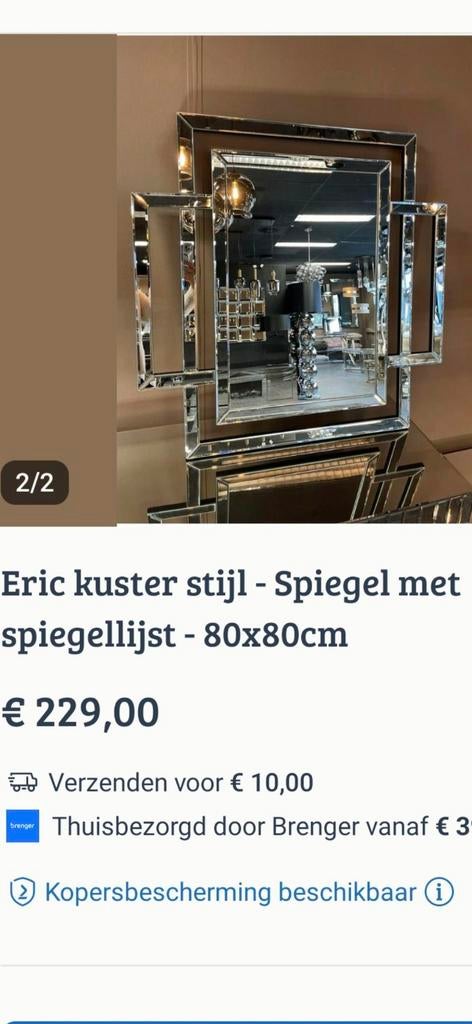 Eric kuster stijl-Spiegel, Ophalen of Verzenden, Zo goed als nieuw, Rechthoekig, Minder dan 100 cm