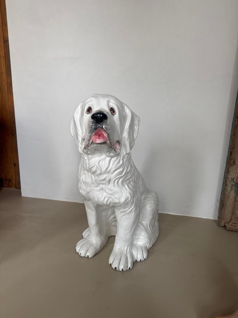 Vintage Italiaanse witte hond beeld 73cm, Ophalen