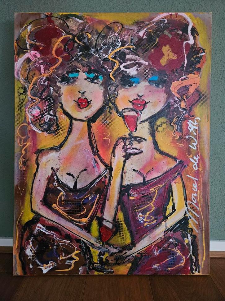 Schilderij Marcel de With - Happy Hour - 60x80 cm, Antiek en Kunst, Kunst | Schilderijen | Modern, Ophalen of Verzenden