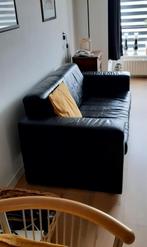 Bank zwart leder, Ophalen, Gebruikt