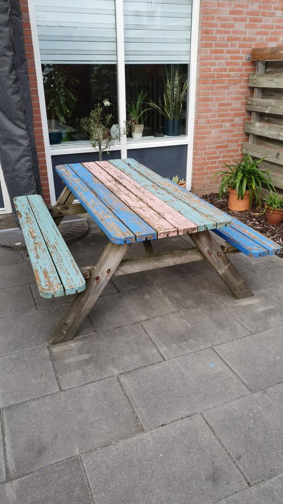 GRATIS Picknicktafel, Tuin en Terras, Picknicktafels, Ophalen, Gebruikt, Inklapbaar, Rechthoekig