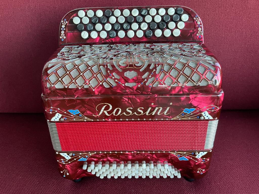 Kleine italiaanse Rossini knopaccordeon.60bas.B-Griff, Overige merken, Ophalen of Verzenden, Zo goed als nieuw, Knopaccordeon