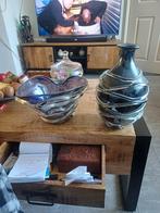 Twee unieke  murano schaal en vaas met spiraal decoratie, Ophalen of Verzenden, Zo goed als nieuw, Glas, Minder dan 50 cm