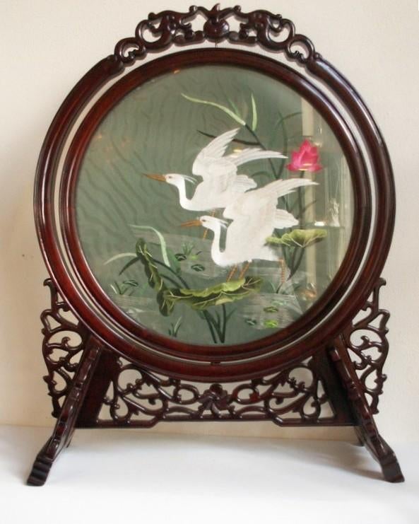 CHINEES  ZIJDE TAFELSCHERM, Antiek en Kunst, Ophalen of Verzenden