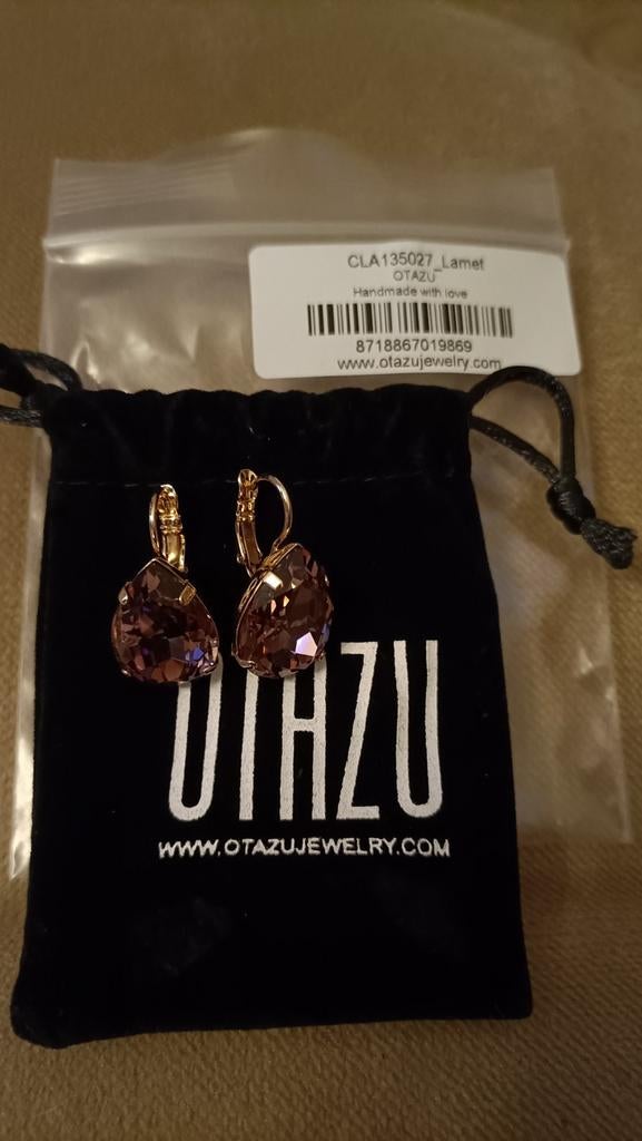 Otazu oorbellen met paarse stenen, Sieraden, Tassen en Uiterlijk, Oorbellen, Ophalen of Verzenden