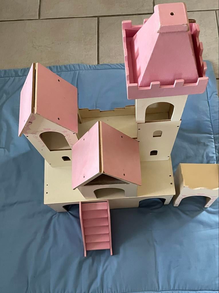 Houten speelgoedkasteel, 80 cm hoog, Ophalen of Verzenden, Gebruikt, Overige typen