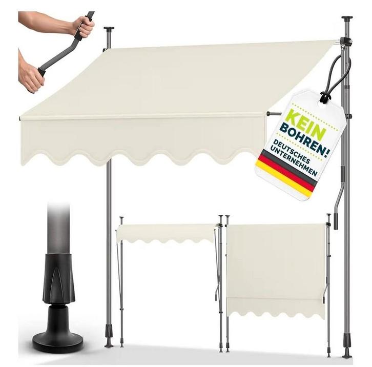 Nieuwe Balkon Klem Markies - 150 cm - Zandkleur, Tuin en Terras, Zonneschermen, Ophalen of Verzenden