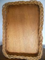 3 x dienblad hout / riet jaren '70, Ophalen of Verzenden, Huis en Inrichting