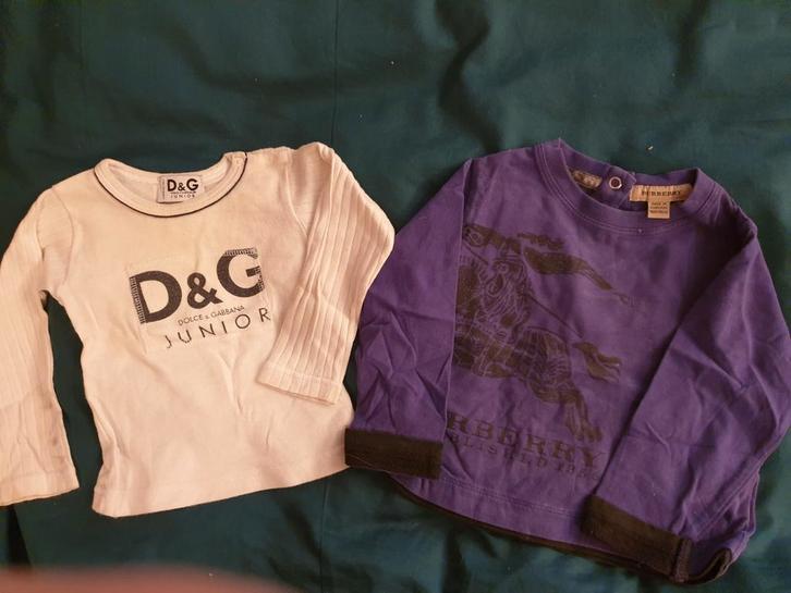 Burberry en D&G origineel longsleeve 74, Kinderen en Baby's, Babykleding | Maat 74, Gebruikt, Jongetje, Shirtje of Longsleeve