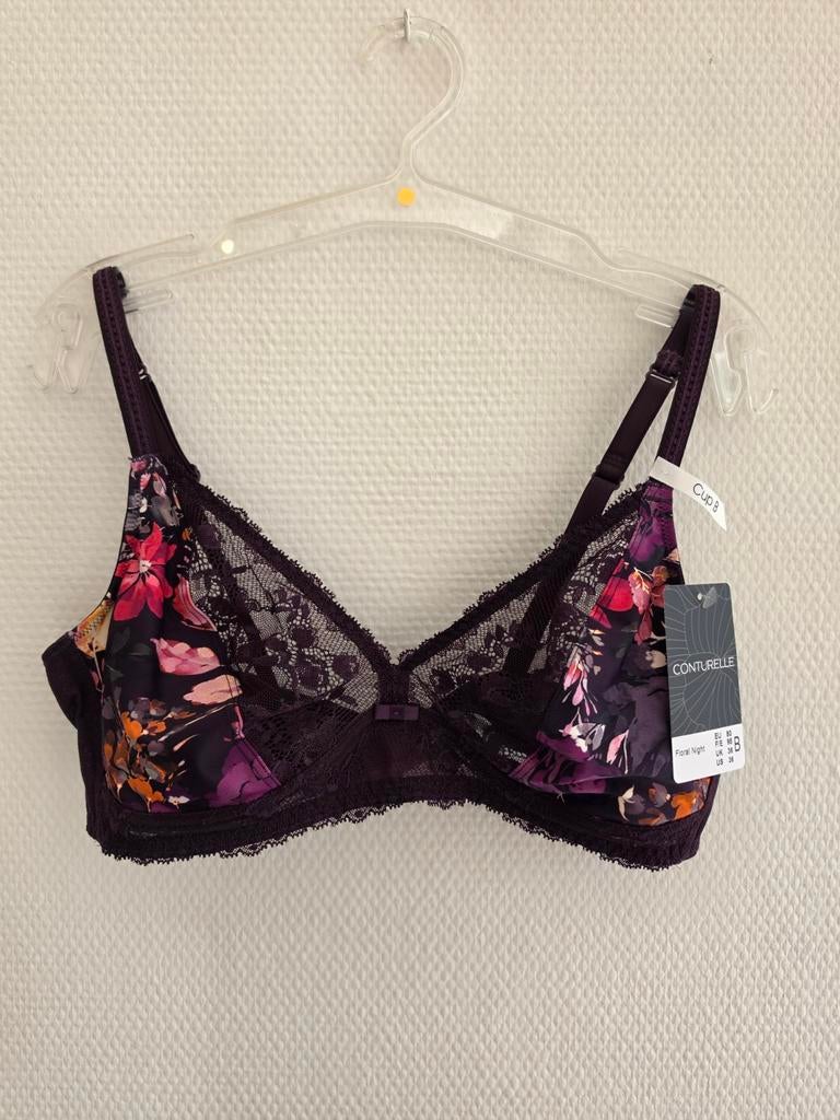 Conturelle by Felina bh Floral Night triangle bralette 80B, Conturelle by Felina, Ophalen of Verzenden, Paars, BH