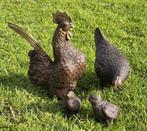 HAAN EN HEN MET 2 KUIKENS / BRONS  / TUINBEELD/ SETPRIJS, Dierenbeeld, Nieuw, Info@huisentuindecoratiemarie.nl, Huis en tuin decoratie marie