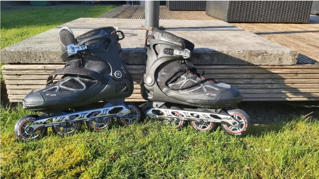 Skeelers Fila Airzone Primo maat 46 en Oxelo protectorset, Sport en Fitness, Skeelers, Overige merken, Verstelbaar, Dames, Nieuw
