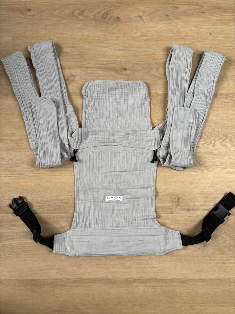 Ilmaha Mei Tai draagzak lichtgrijs, Buik of Rug, Zo goed als nieuw, Draagzak, Ophalen