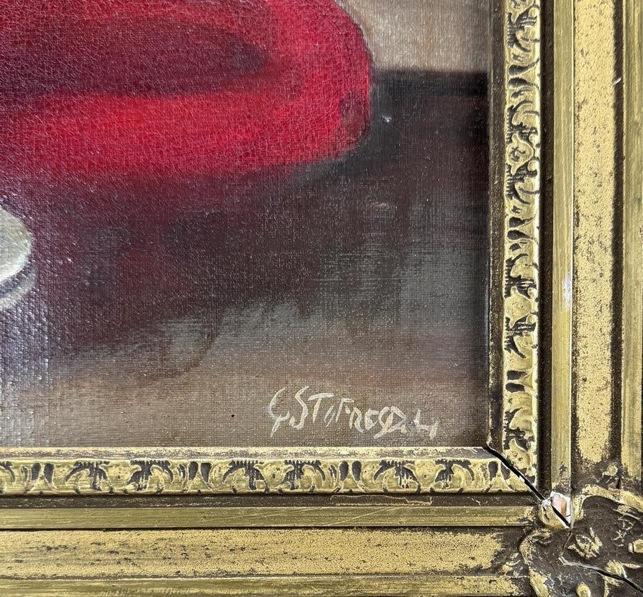 1409. Olieverfschilderij - stilleven orchideeën, 20e eeuw, Antiek en Kunst, Ophalen of Verzenden