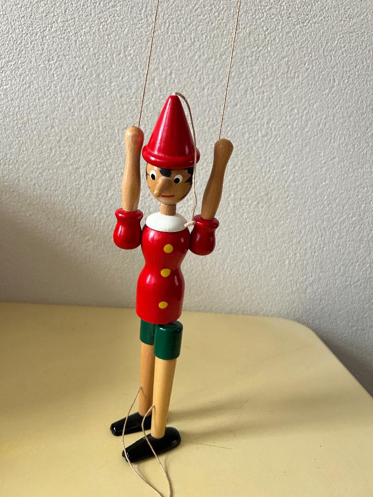 Houten Pinokkio marionet 31cm, Kinderen en Baby's, Speelgoed | Houten speelgoed, Gebruikt, Overige typen, Ophalen of Verzenden