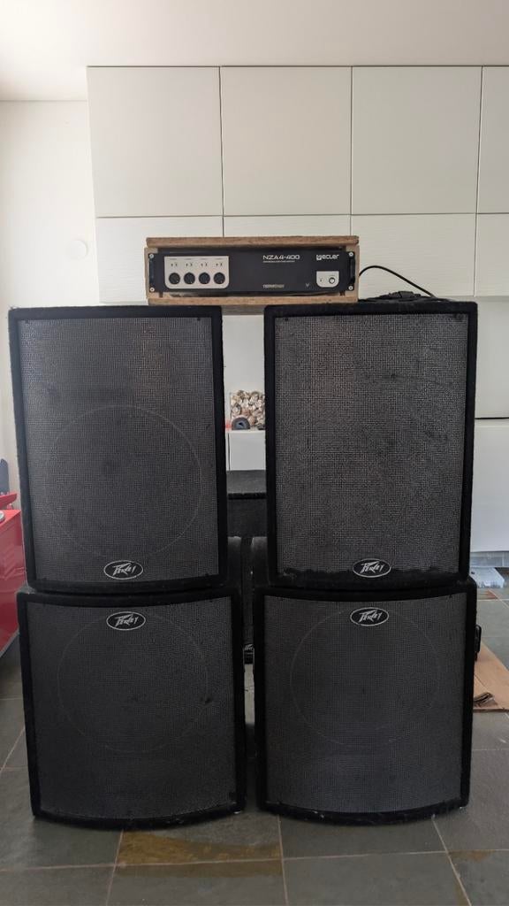 PA speaker set Peavey, 2000w rms, Ecler NZA4-400 versterker, Audio, Tv en Foto, Luidsprekers, Ophalen, Gebruikt, 120 watt of meer