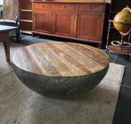 Bowl salontafel  + verweerde metalen schaal Ø 90 cm, Huis en Inrichting, Ophalen, Zo goed als nieuw