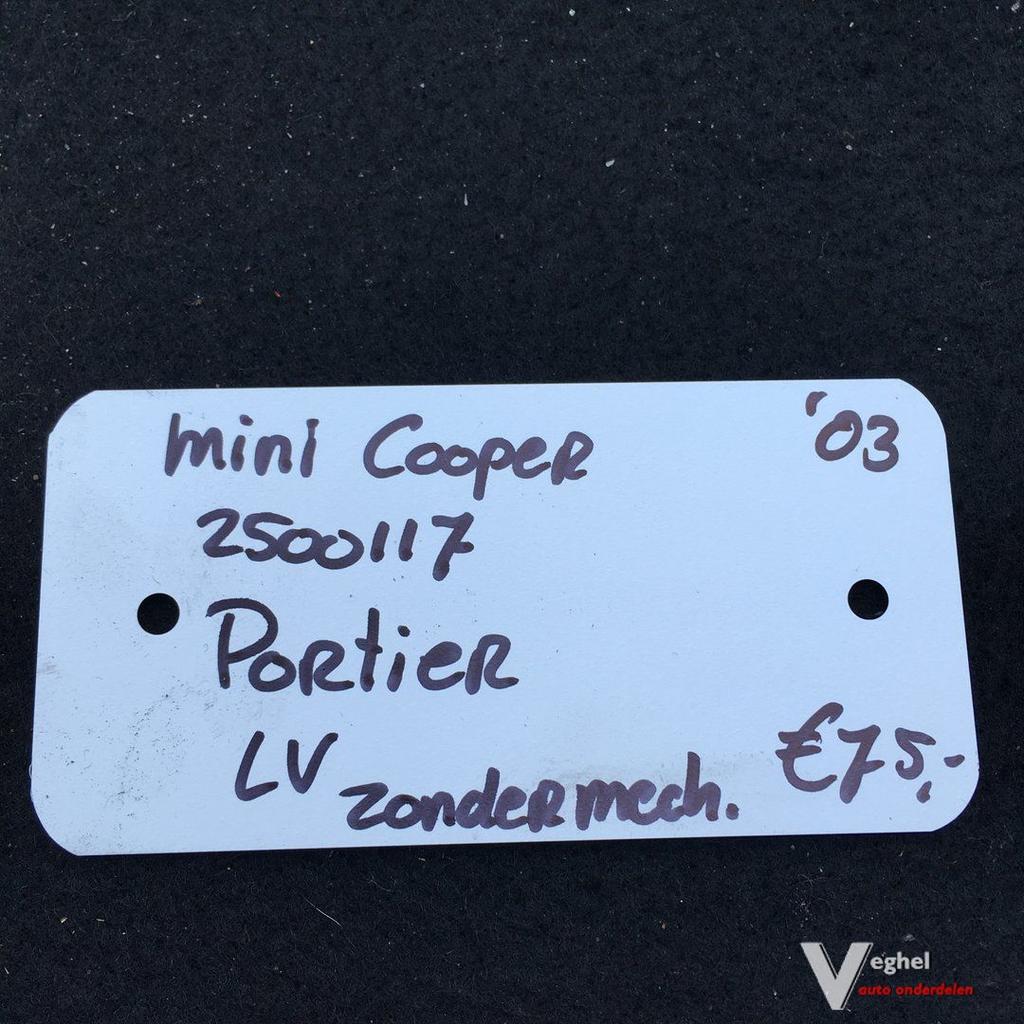 Mini Cooper 2003    Portier Linksvoor Zwart  ( zonder raamme, Ophalen, Gebruikt, -, Deur