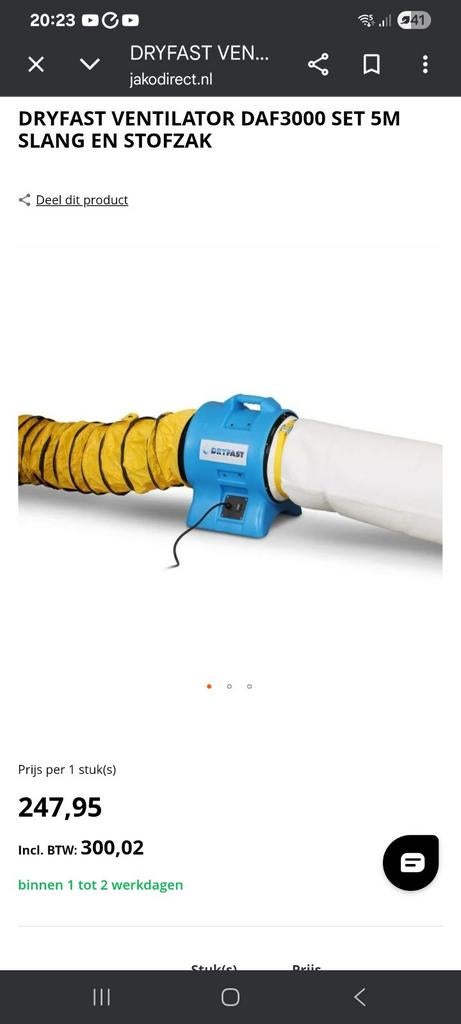 HBM Stofventilator met Slang en Filter - Nieuw, Doe-het-zelf en Verbouw, Ventilatie en Afzuiging, Ophalen