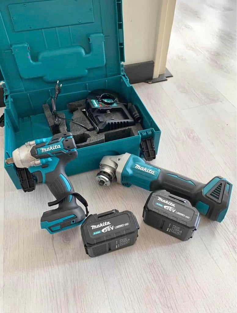Makita slagmoersleutel en slijptol met dubbele accus, Doe-het-zelf en Verbouw, Ophalen, Zo goed als nieuw