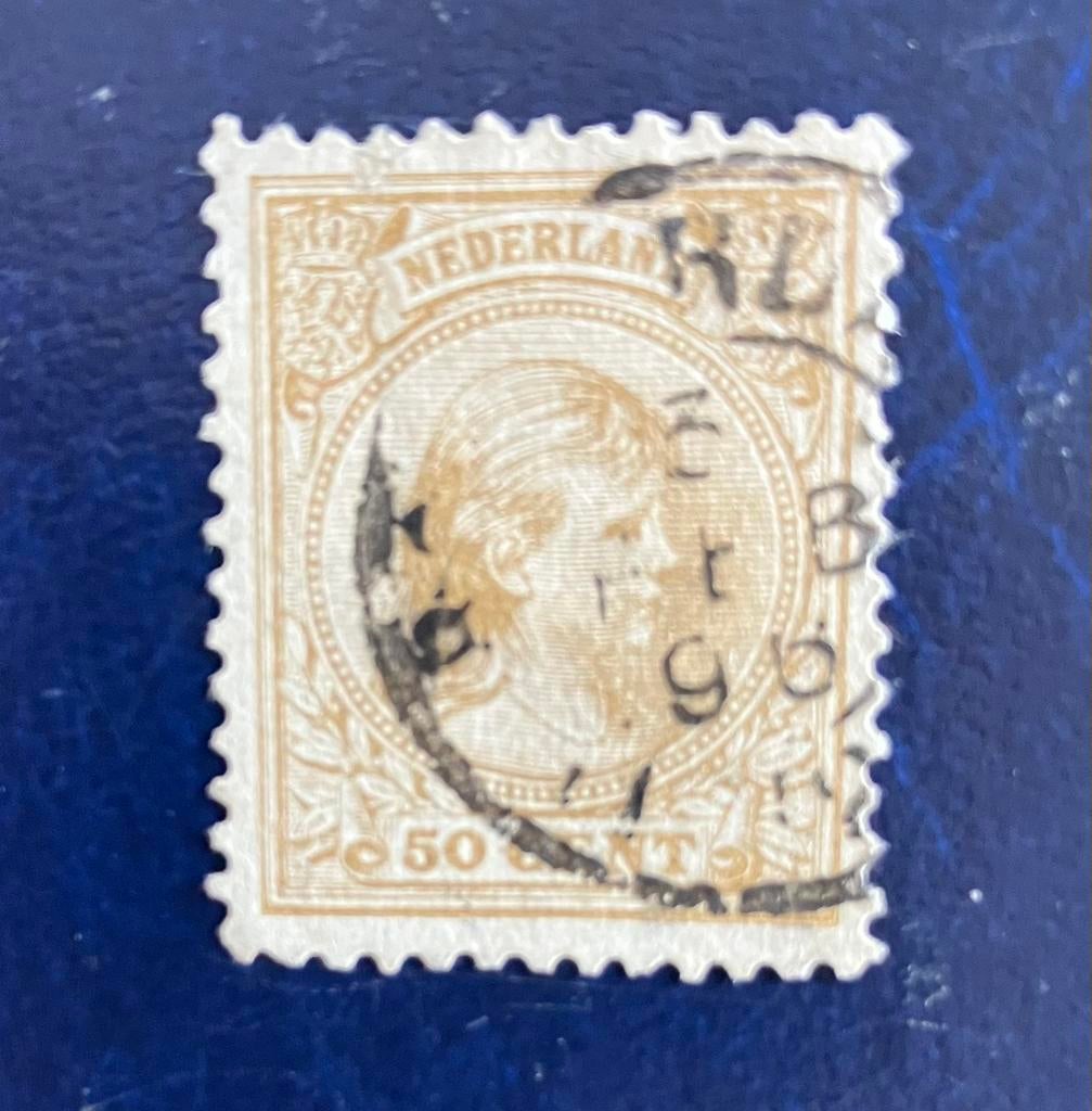 Postzegel Prinses  Wilhelmina hangend haar, Postzegels en Munten, Postzegels | Nederland, Ophalen of Verzenden, T/m 1940, Gestempeld