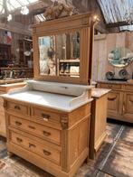 Landelijk Frans eiken kast commode ladekast met spiegel