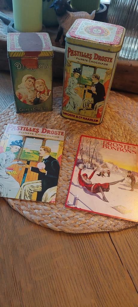 4x OUDE DROSTE chocolade cacao BLIK-jes -blikjes -blik, Ophalen of Verzenden