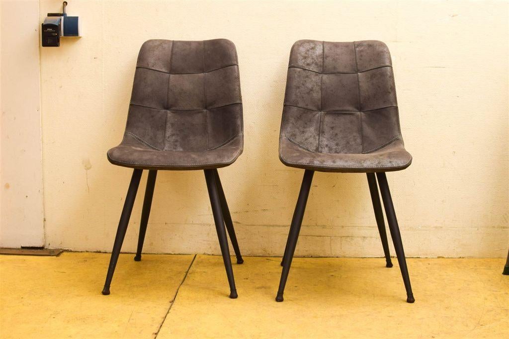 4 stuks eetkamerstoelen 51112, Gebruikt, Ophalen of Verzenden, Metaal, Grijs