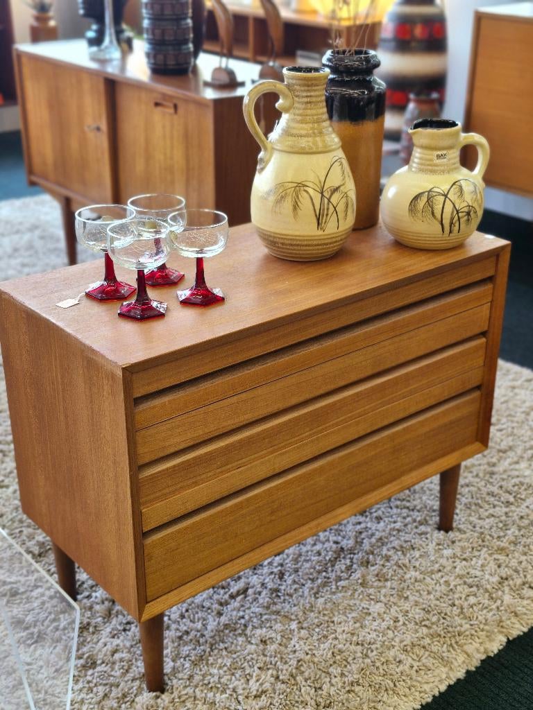 Vintage ladekastje Deens 70s teak, Ophalen, Minder dan 50 cm, ., .