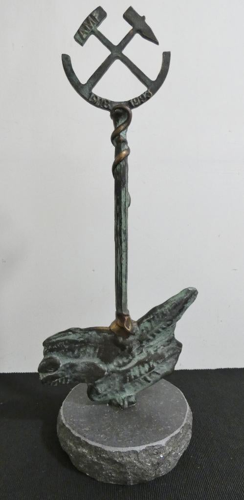 AMF - Mijnwerkers fonds herinnerings beeld 75 jaar [1293], Antiek en Kunst, Ophalen, Overige onderwerpen, Brons, 20 - 50 cm