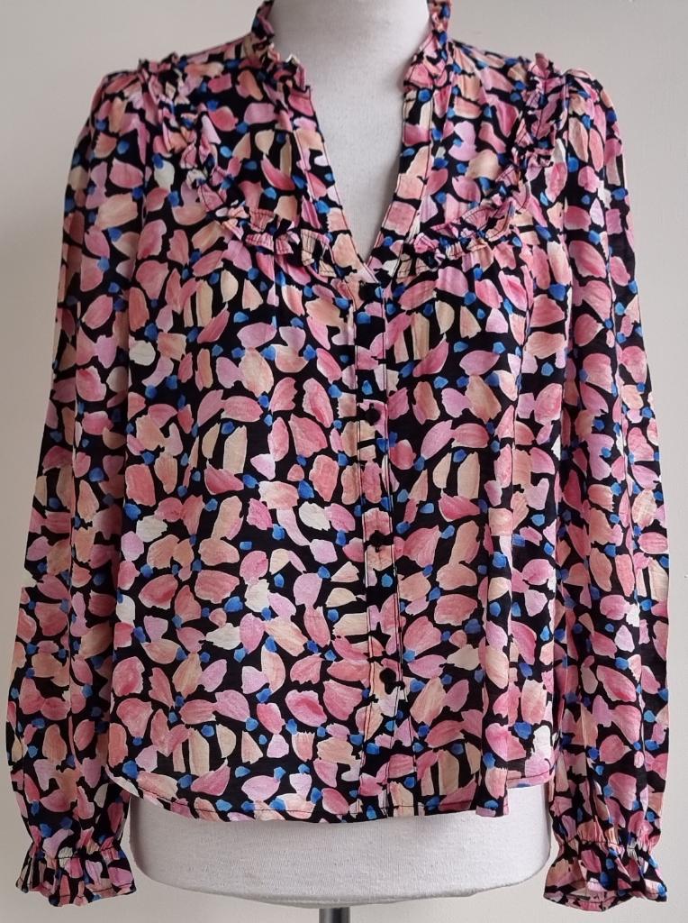 Kilibbi zwart bloesje met roze/blauw mt. S/M, Maat 38/40 (M), Kilibbi, Zwart, Ophalen of Verzenden