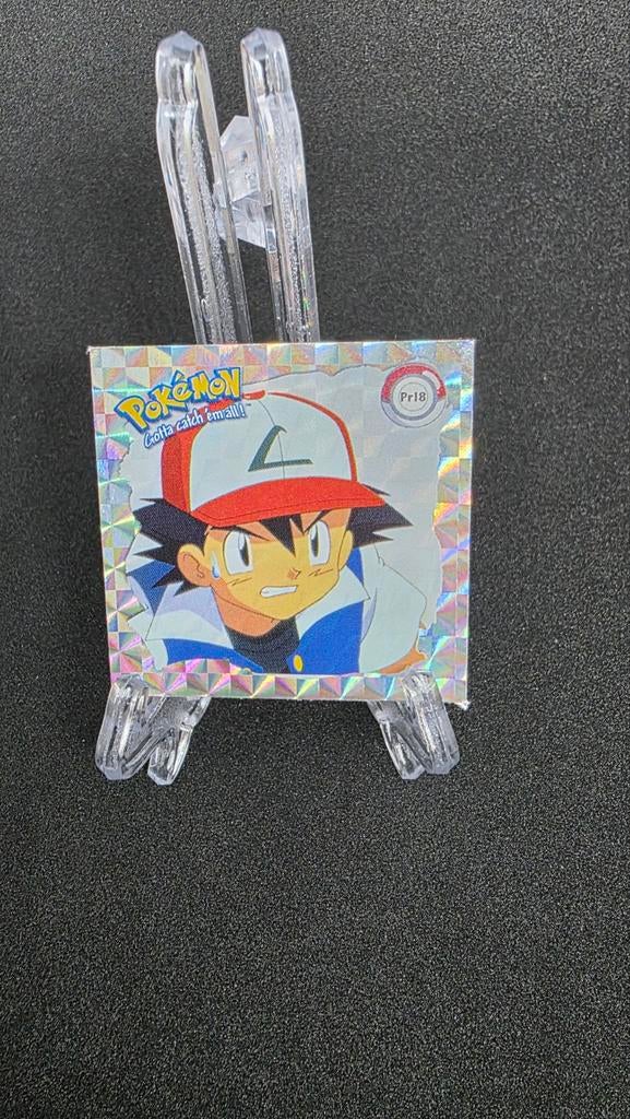 Pokémon Series 1 Artbox Prizm sticker 1999 Ash Ketchum, Ophalen of Verzenden, Zo goed als nieuw, Overige typen, Foil