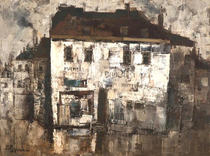 Jan Rijlaarsdam 1911-2007 == het huis == doek 60x80 cm, Antiek en Kunst, Kunst | Schilderijen | Klassiek, Ophalen of Verzenden