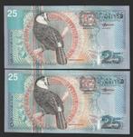2x 25 gld 2000 suriname prachtige exemplaren opvolgend, Ophalen of Verzenden, Zuid-Amerika, Setje