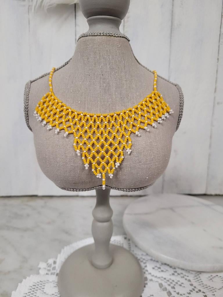 Kraaltjes ketting - Masai - Kenia, Ophalen of Verzenden, Nieuw, Geel, Overige materialen