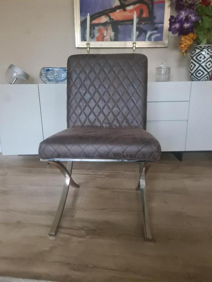 4 Eetkamerstoelen, Huis en Inrichting, Stoelen, Gebruikt, Vier, Kunststof, Bruin, Ophalen