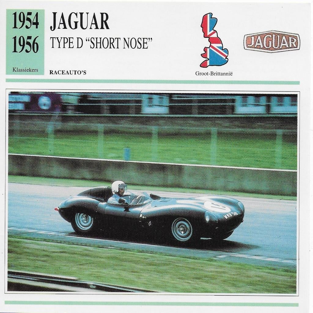 Ma851 autokaart jaguar type d short nose ( 1954 - 1956 ), Ophalen of Verzenden, Zo goed als nieuw, Auto's