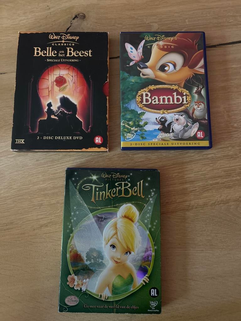 Disney DVD Collectie: Belle en het Beest, Bambi, TinkerBell, Avontuur, Gebruikt, Alle leeftijden, Ophalen of Verzenden