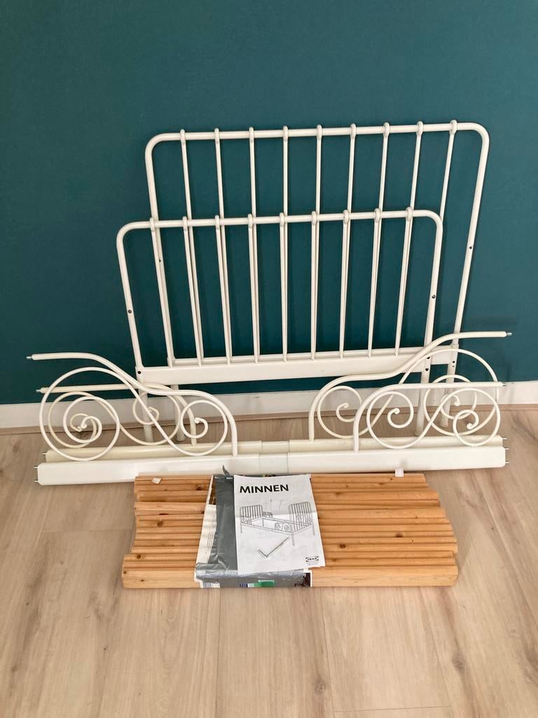 Ikea meegroei peuterbed Minnen, Ophalen, Gebruikt, 70 tot 85 cm, Lattenbodem